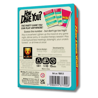 Pre-order image of How Dare You? party game by Matagot featuring colorful game box and playful design elements.