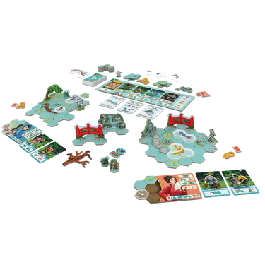 Abstract game Koi by dV Giochi featuring colorful koi fish illustrations and a game board with geometric patterns.