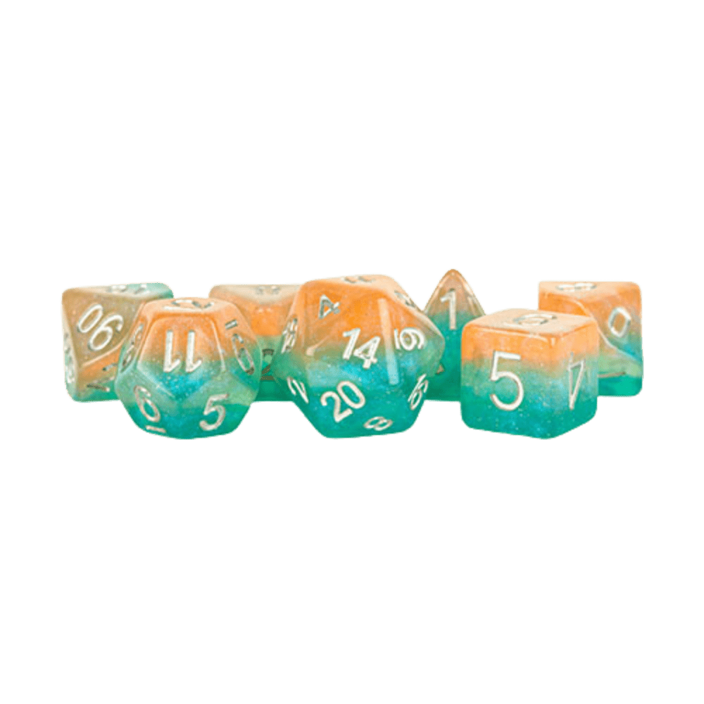 Layered Stardust Sunset 16mm Resin Poly Dice Set