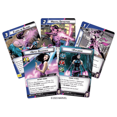 Marvel Champions Psylocke Hero Pack for Living Card Games by Fantasy Flight Games, featuring Psylocke character and game components.