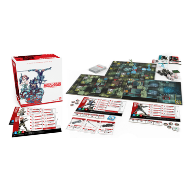 Metal Gear Solid: The Board Game by CMON Limited, featuring game components and artwork from the strategic tabletop game.