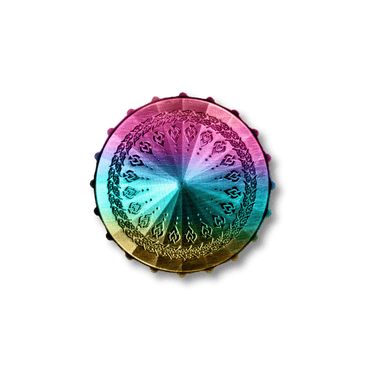 Metal d20 Spinner: Torched Rainbow