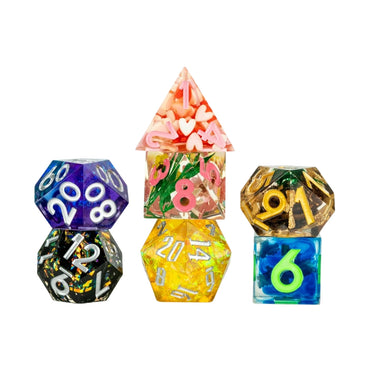 Mystery Misfit Sharp Edge Resin Polyhedral Dice Set (PRE-ORDER) - Thirsty Meeples