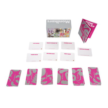 CMYK Monikers party game box with colorful cards and game components for social and party entertainment.