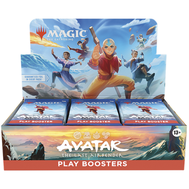 Magic: The Gathering Avatar: The Last Airbender Play Booster Box with 30 packs, featuring trading cards from Wizards of the Coast.
