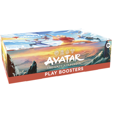 Magic: The Gathering Avatar: The Last Airbender play booster box with 30 packs, featuring trading cards from Wizards of the Coast.