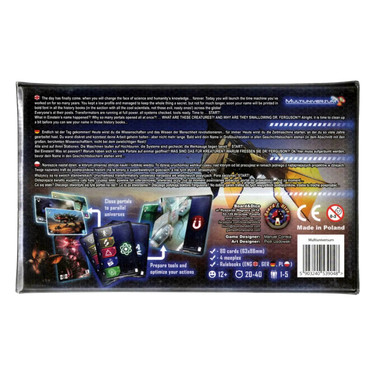 Multiuniversum strategy game box by Board&Dice, featuring colorful artwork and game components on the cover.