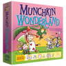Munchkin Wonderland party game box by Steve Jackson Games showing colorful cartoon characters and whimsical fantasy artwork.