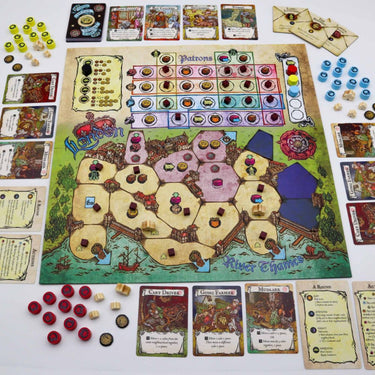 Night Soil strategy game by Grail Games featuring colorful components and game board for tabletop gameplay.