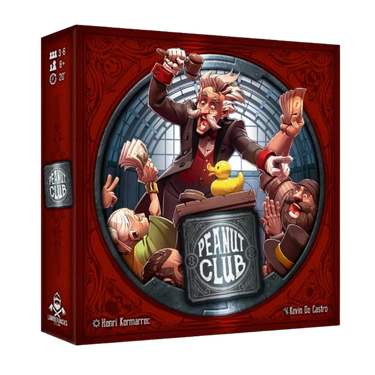 Family game "Peanut Club" by Lumberjacks Studio, featuring colorful game components on a wooden surface.