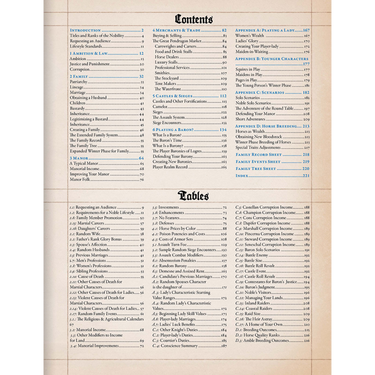 Pendragon Noble's Handbook table of contents