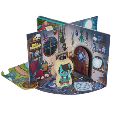 Children's game box titled Pop-Up Story: The Lilishroom Kingdom by LOKI, featuring colorful illustrations and interactive story elements.