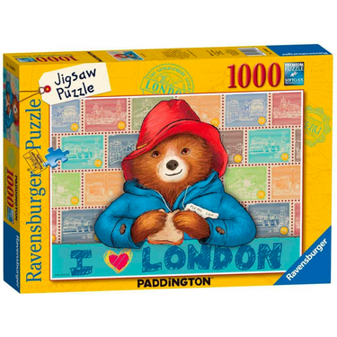 Ravensburger Paddington Bear adult puzzle featuring a colorful illustration of Paddington in a charming scene.