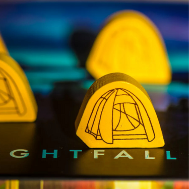 Family game board for Parks: Nightfall by Keymaster Games, featuring colorful landscape illustrations and game components.