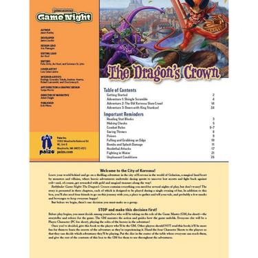 Pathfinder RPG: The Dragon's Crown (Game Night Adventure) (PRE-ORDER)