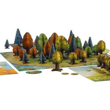 Abstract game Photosynthesis by Blue Orange featuring colorful tree and sunlight illustrations on a game board.
