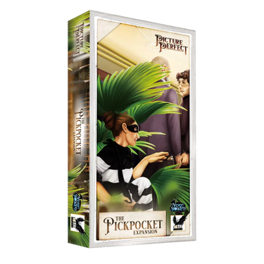 Family game box for Picture Perfect: The Pickpocket Expansion by Arcane Wonders, showing colorful game components and artwork.