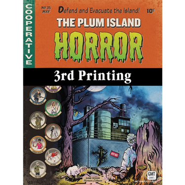 Strategic board game "The Plum Island Horror" by GMT Games featuring a detailed game board and colorful game pieces.
