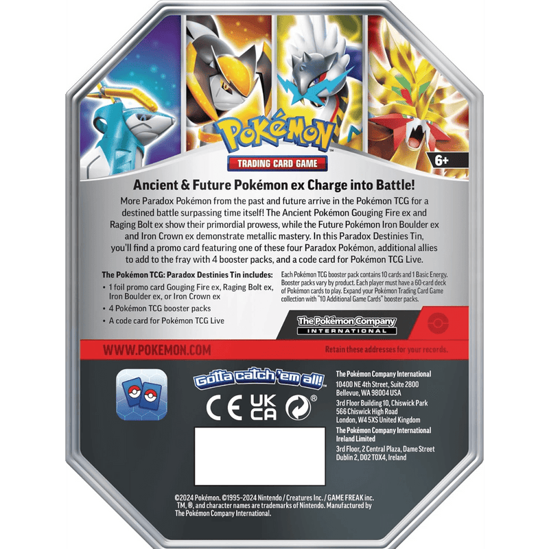 Pokemon TCG: SV07 Stellar Crown Paradox Destinies Tin (Gouging Fire Ex)