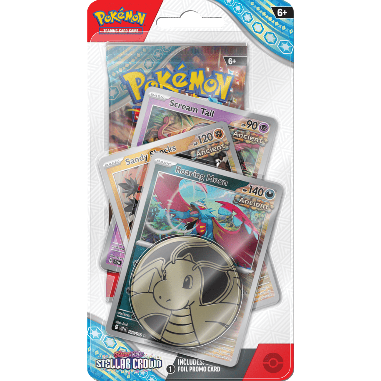 Pokemon TCG: SV07 Stellar Crown Premium Checklane Blister (Roaring Moon)