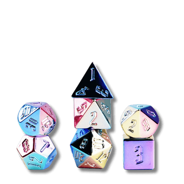Rainbow Aegis Uninked 16mm Aluminum Plated Acrylic Poly Dice Set - Thirsty Meeples