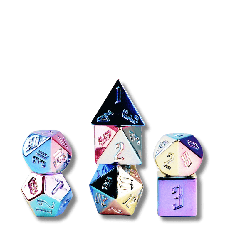 Rainbow Aegis Uninked 16mm Aluminum Plated Acrylic Poly Dice Set