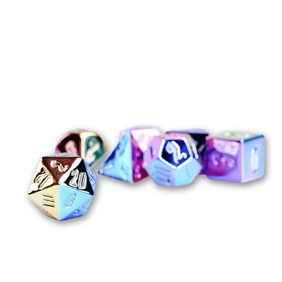 Rainbow Aegis Uninked 16mm Aluminum Plated Acrylic Poly Dice Set