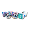 Rainbow Aegis w/ White Numbers 16mm Aluminum Plated Acrylic Poly Dice Set