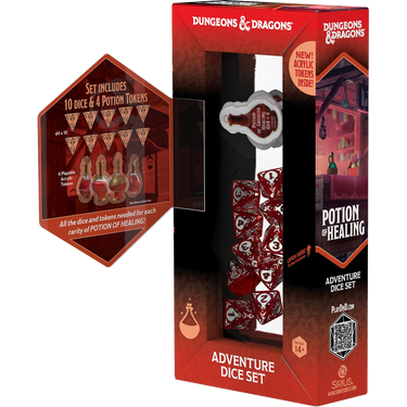 Potion of Healing Adventure Dice Set open box showing contents
