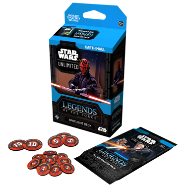 Darth Maul trading card from Star Wars: Unlimited Legends of the Force Spotlight Deck by Fantasy Flight Games, featuring character art.