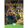 Image of Saboteur party game by Amigo, showing colorful game cards and tokens from the Saboteur board game set.