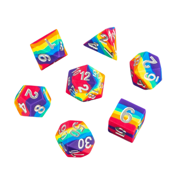 Sharp Edge Silicone Rubber Dice Set: Rainbow