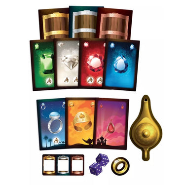 Children's game box for Tales & Games: Aladdin & the Magic Lamp by IELLO with colorful artwork showing Aladdin and the magic lamp.
