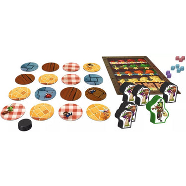 Children's game box for "The Grasshopper & the Ant" by IELLO, featuring colorful illustrations of grasshopper and ant characters.