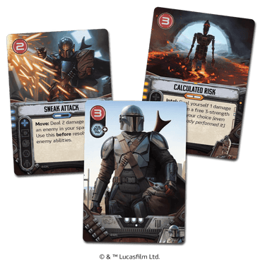 The Mandalorian: Adventures strategy game box by Unexpected Games featuring Mandalorian characters and space-themed artwork.