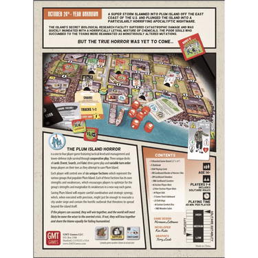 Strategic board game "The Plum Island Horror" by GMT Games featuring a detailed game board and components for immersive gameplay.