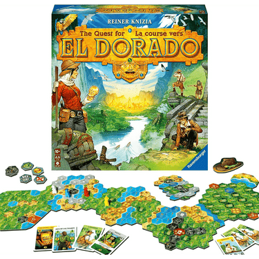 Ravensburger The Quest for El Dorado family board game with colorful map and game pieces for strategic adventure play