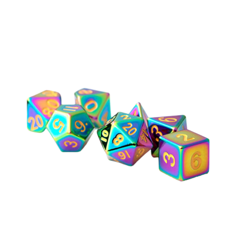 Torched Rainbow 16mm Metal Polyhedral Dice Set