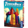 KOSMOS TowerBrix abstract game with colorful tower pieces and game accessories on a white background.