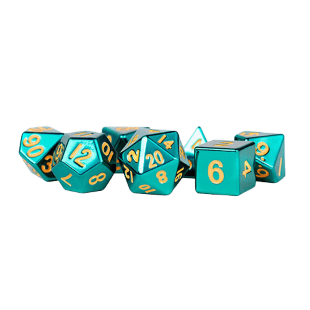 Turquoise 16mm Metal Polyhedral Dice Set