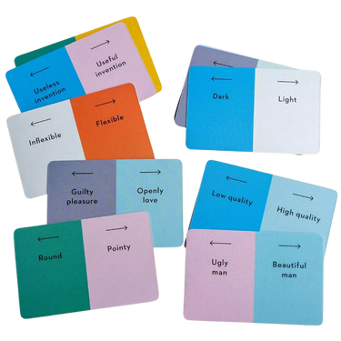 Wavelength party game by CMYK showing a colorful game board with a spinning wheel and game cards for social guessing fun.