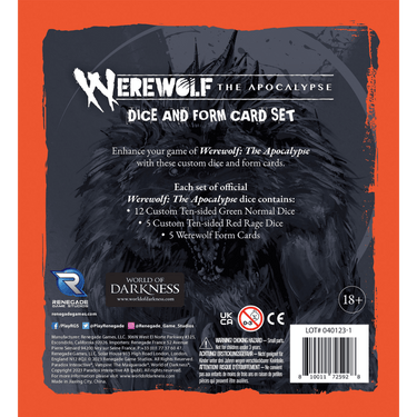 Werewolf: The Apocalypse RPG - Dice and Form Card Set - Thirsty Meeples