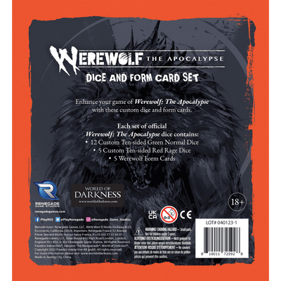 Werewolf: The Apocalypse RPG - Dice and Form Card Set
