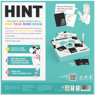Bezzerwizzer Hint party game by Bezzerwizzer featuring colorful game cards and a game board for family and friends.