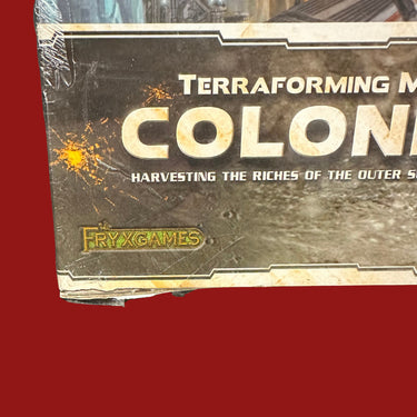 Terraforming Mars: Colonies (DAMAGED) - torn and split lower left corner of the box with creasing across the lower face