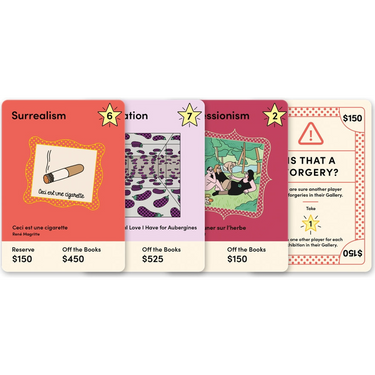 Going, Going, Gone! The Card Game artwork and curator cards