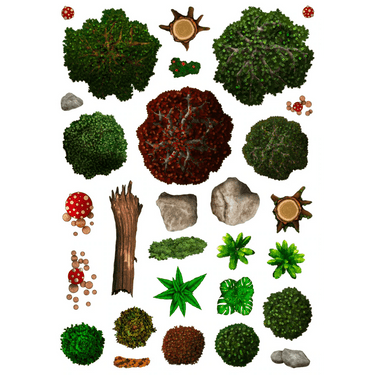 Loke Battle Mats wilderness add-on scenery for RPG maps showing detailed forest and terrain features for tabletop gaming.