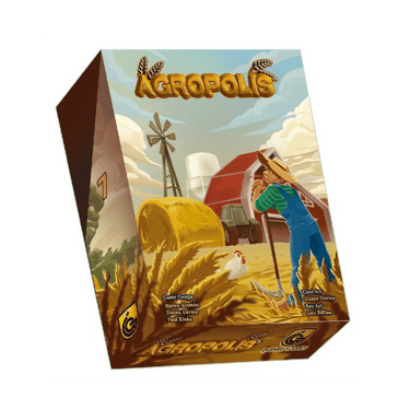 Strategic board game Agropolis by Quined Games featuring colorful city-building tiles and detailed game components.