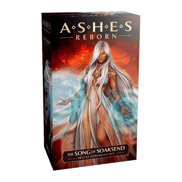 Ashes Reborn: The Song of Soaksend deluxe expansion box for strategy game by Plaid Hat Games, featuring artwork and game components.