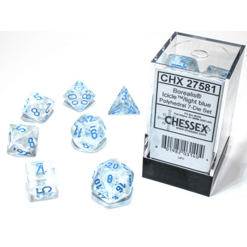 Borealis Icicle & Light Blue Luminary Polyhedral 7-Die Set